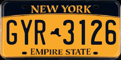 NY license plate GYR3126