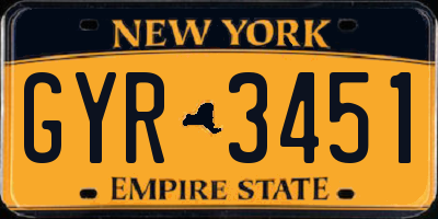 NY license plate GYR3451