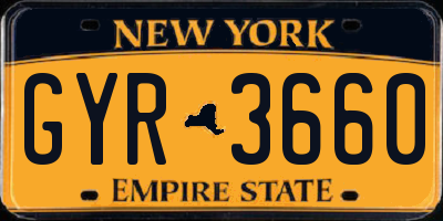 NY license plate GYR3660