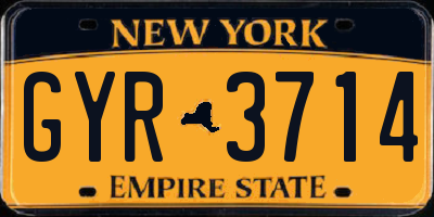 NY license plate GYR3714