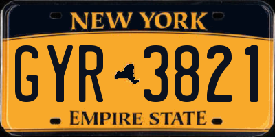 NY license plate GYR3821