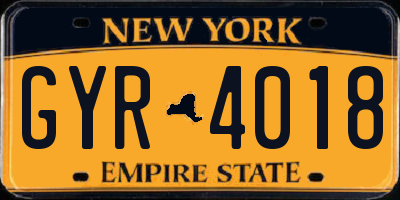 NY license plate GYR4018