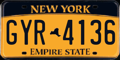 NY license plate GYR4136