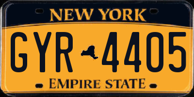 NY license plate GYR4405