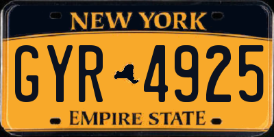 NY license plate GYR4925