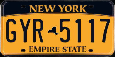 NY license plate GYR5117