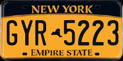 NY license plate GYR5223