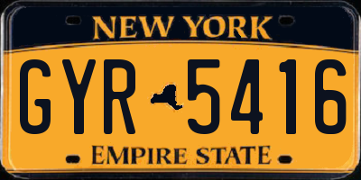 NY license plate GYR5416