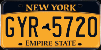 NY license plate GYR5720