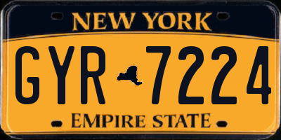 NY license plate GYR7224