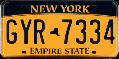NY license plate GYR7334