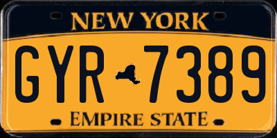 NY license plate GYR7389