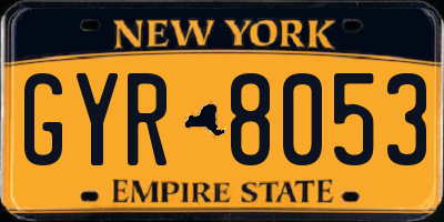 NY license plate GYR8053