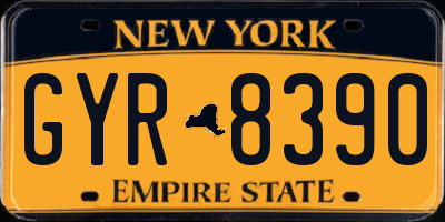 NY license plate GYR8390