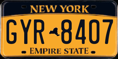 NY license plate GYR8407