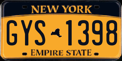 NY license plate GYS1398