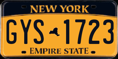 NY license plate GYS1723