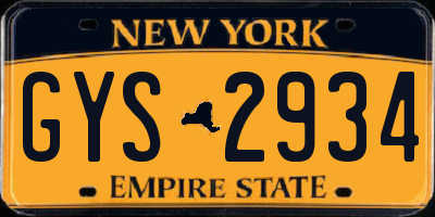 NY license plate GYS2934