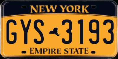 NY license plate GYS3193