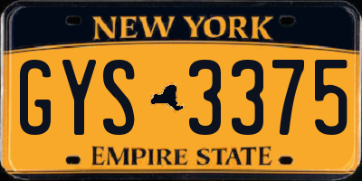 NY license plate GYS3375