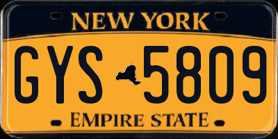 NY license plate GYS5809