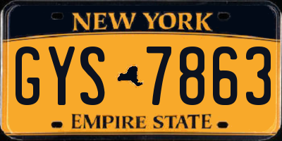 NY license plate GYS7863