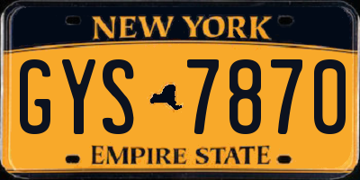 NY license plate GYS7870