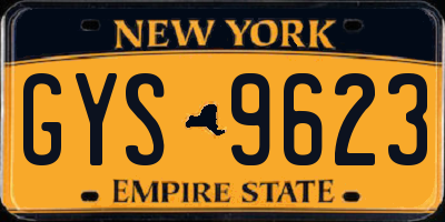 NY license plate GYS9623