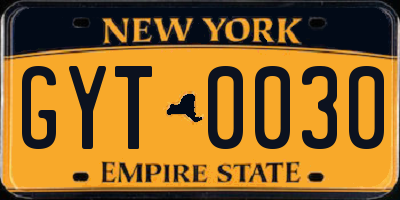 NY license plate GYT0030