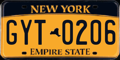 NY license plate GYT0206