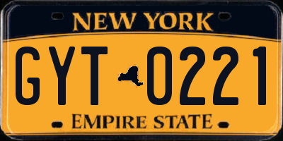NY license plate GYT0221