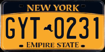 NY license plate GYT0231