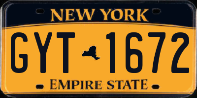NY license plate GYT1672