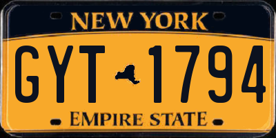 NY license plate GYT1794
