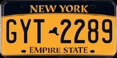 NY license plate GYT2289
