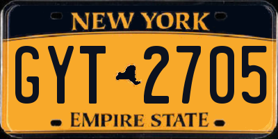 NY license plate GYT2705