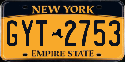 NY license plate GYT2753