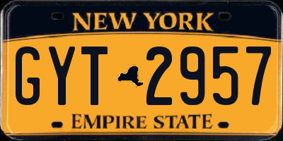 NY license plate GYT2957