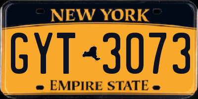 NY license plate GYT3073