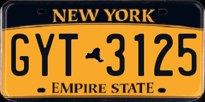 NY license plate GYT3125