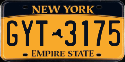 NY license plate GYT3175