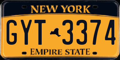 NY license plate GYT3374