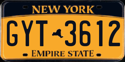NY license plate GYT3612