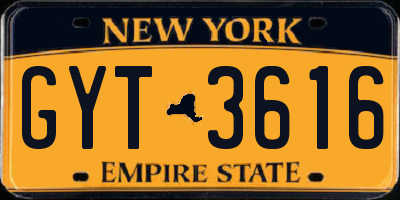 NY license plate GYT3616