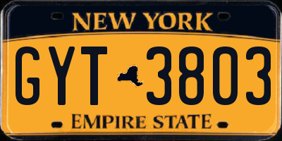 NY license plate GYT3803
