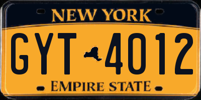 NY license plate GYT4012