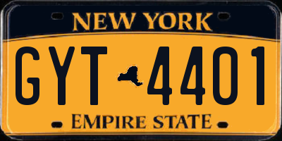 NY license plate GYT4401