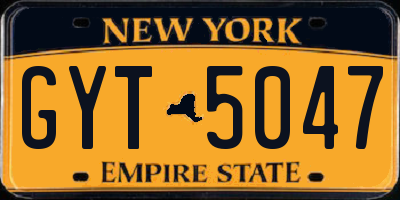 NY license plate GYT5047