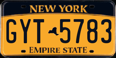 NY license plate GYT5783