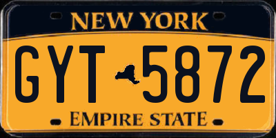NY license plate GYT5872